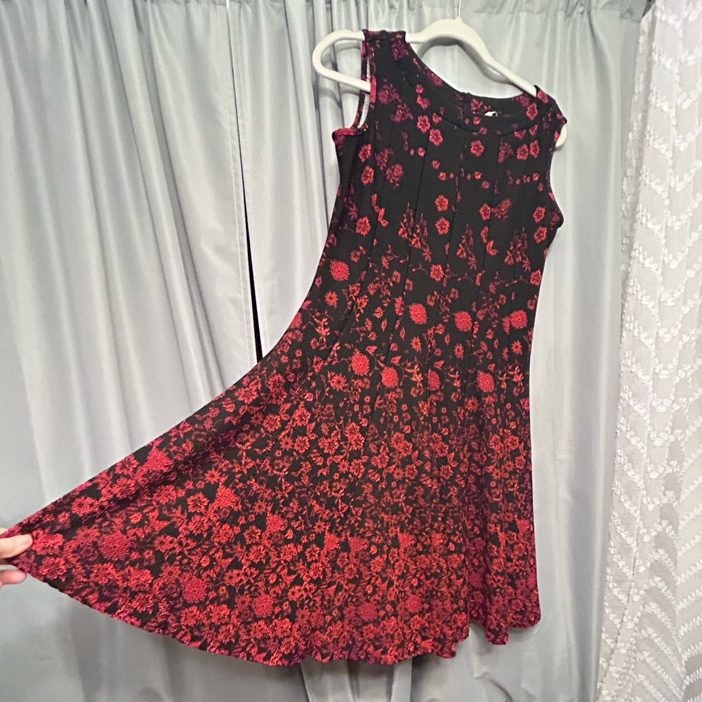 50%offw❤️ Haani Black and red  Floral Lace Fit Flare drop waist Dress PM